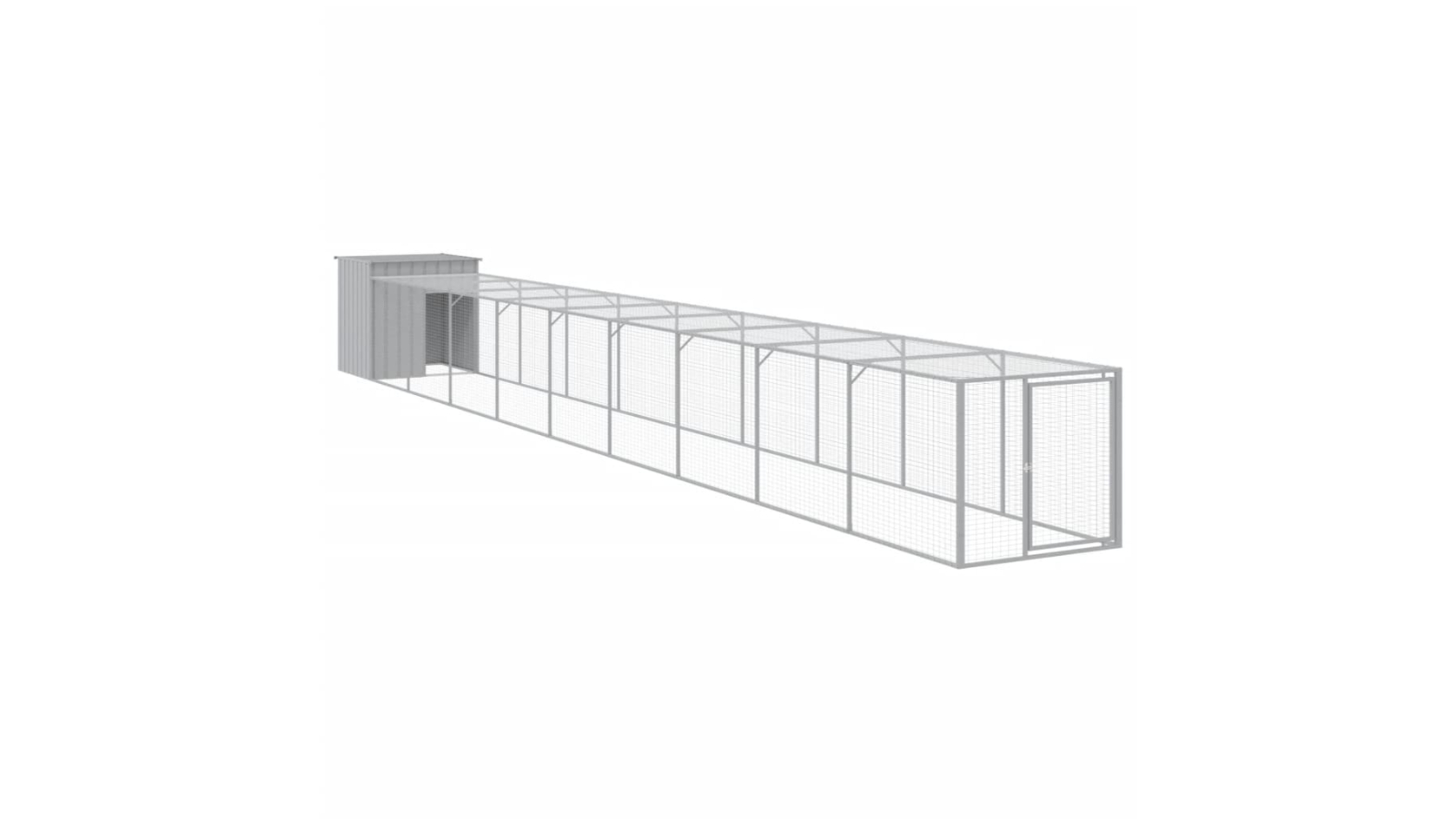 vidaXL Galvanised Steel 110 x 1017 x 110cm Run Chicken Cage - Light Grey