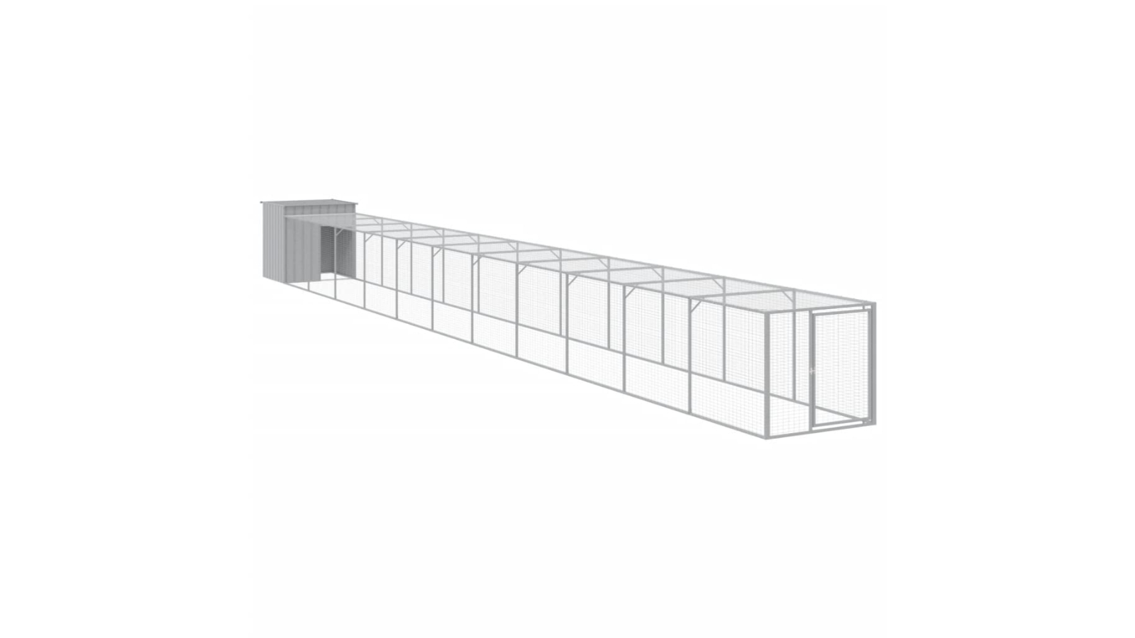 vidaXL Galvanised Steel 110 x 1221 x 110cm Run Chicken Cage - Light Grey