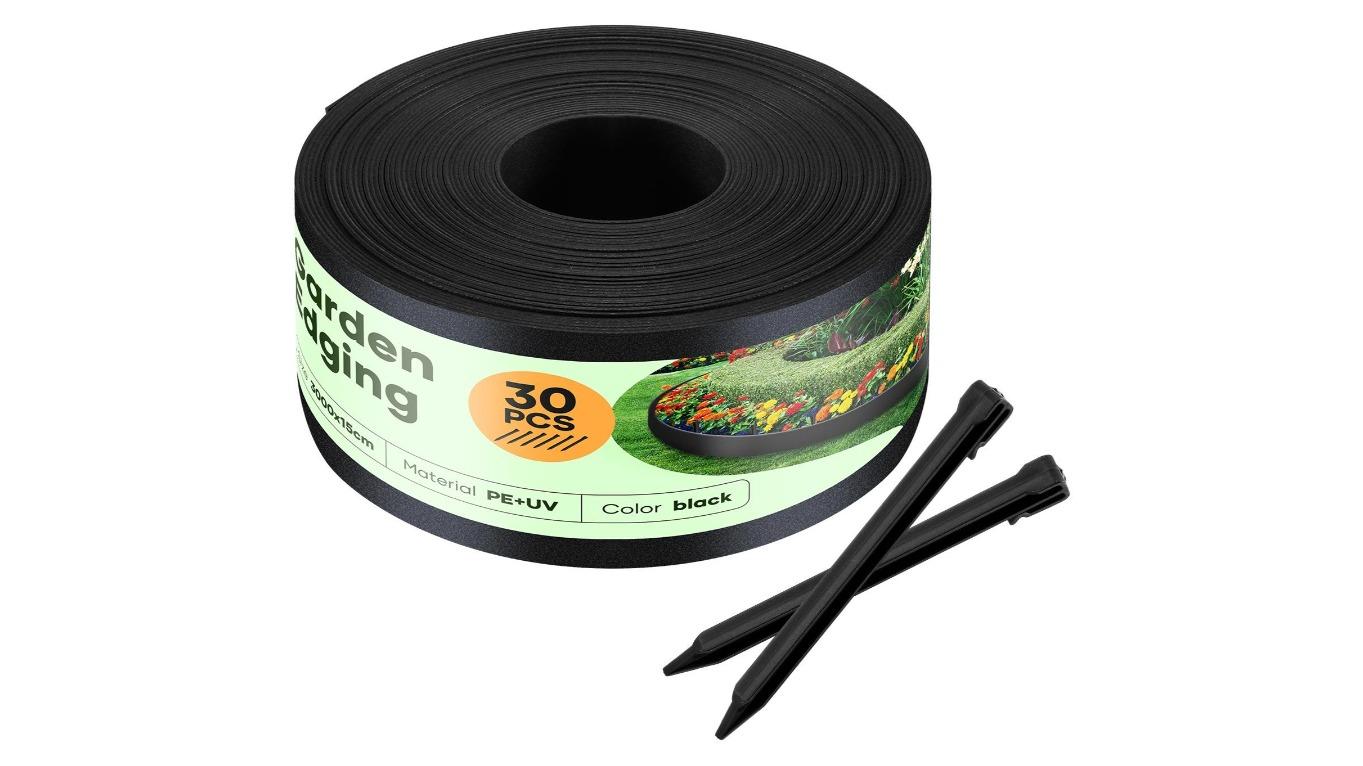 Landscape Edge Flexible DIY Fence Grass Flower Bed Support Plastic Roll Kit - 3000 x 15cm