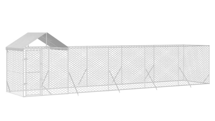 vidaXL Silver Galvanised Steel Outdoor Dog Kennel with Roof - 10 x 2 x 2.5m