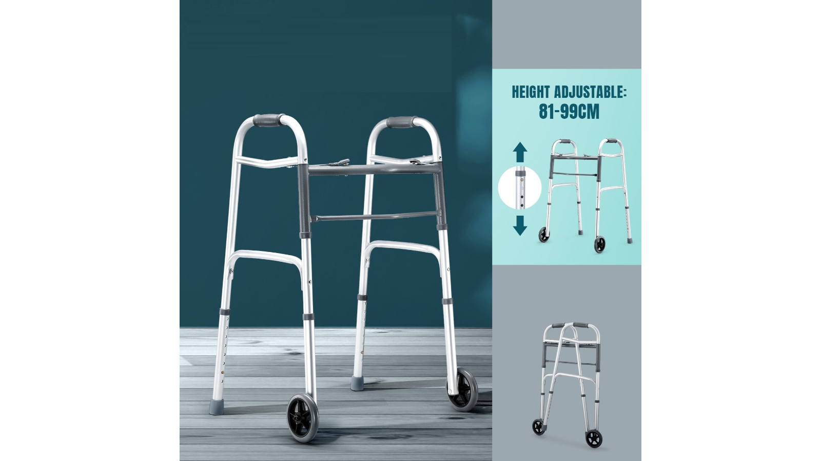 LUXSUITE 3-in-1 Aluminum Frame Elderly Height Adjustable Lightweight ...