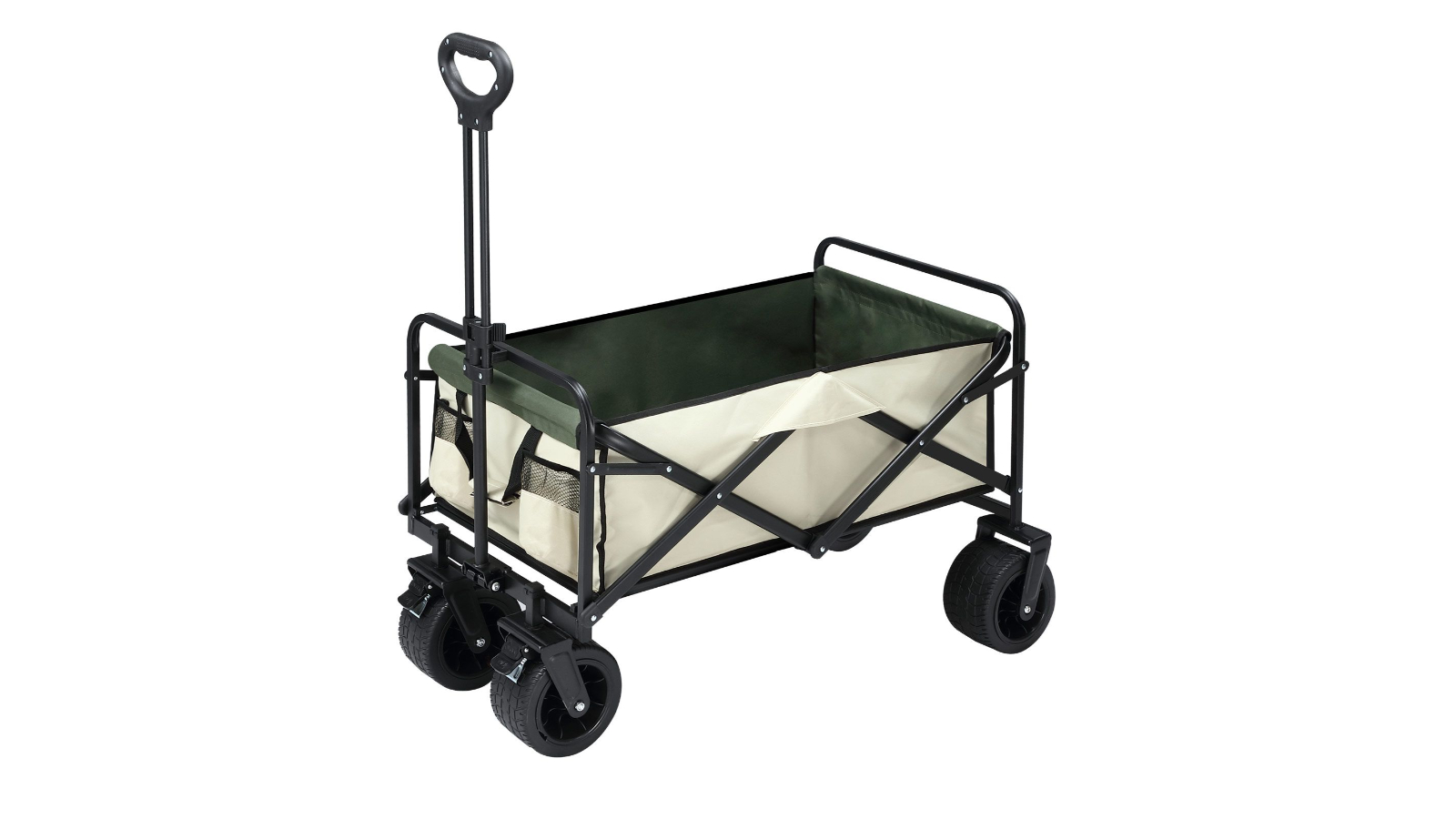 Foldable Garden Trolley Cart - Beige Green