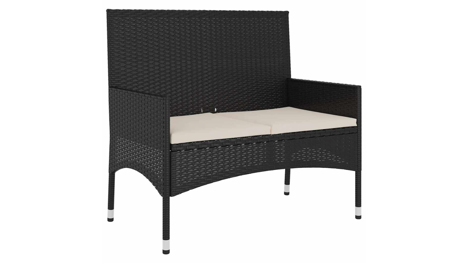 vidaXL 2-Seater Poly Rattan Garden Bench with Cushion