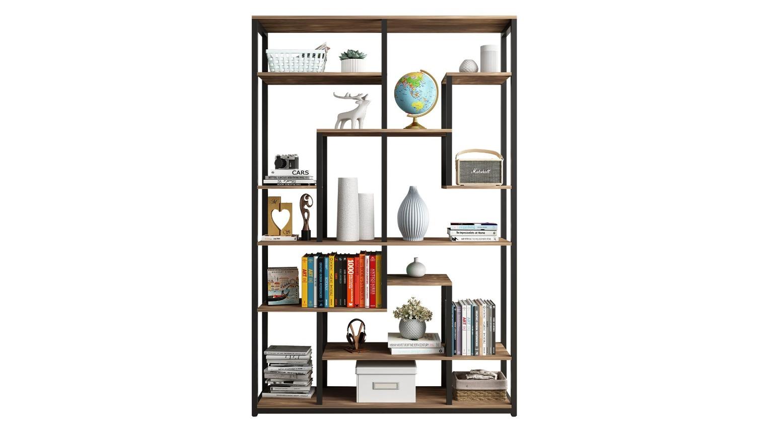 LUXSUITE Black Display 7-Tier CD DVD Photo Storage Media Bookshelf 
