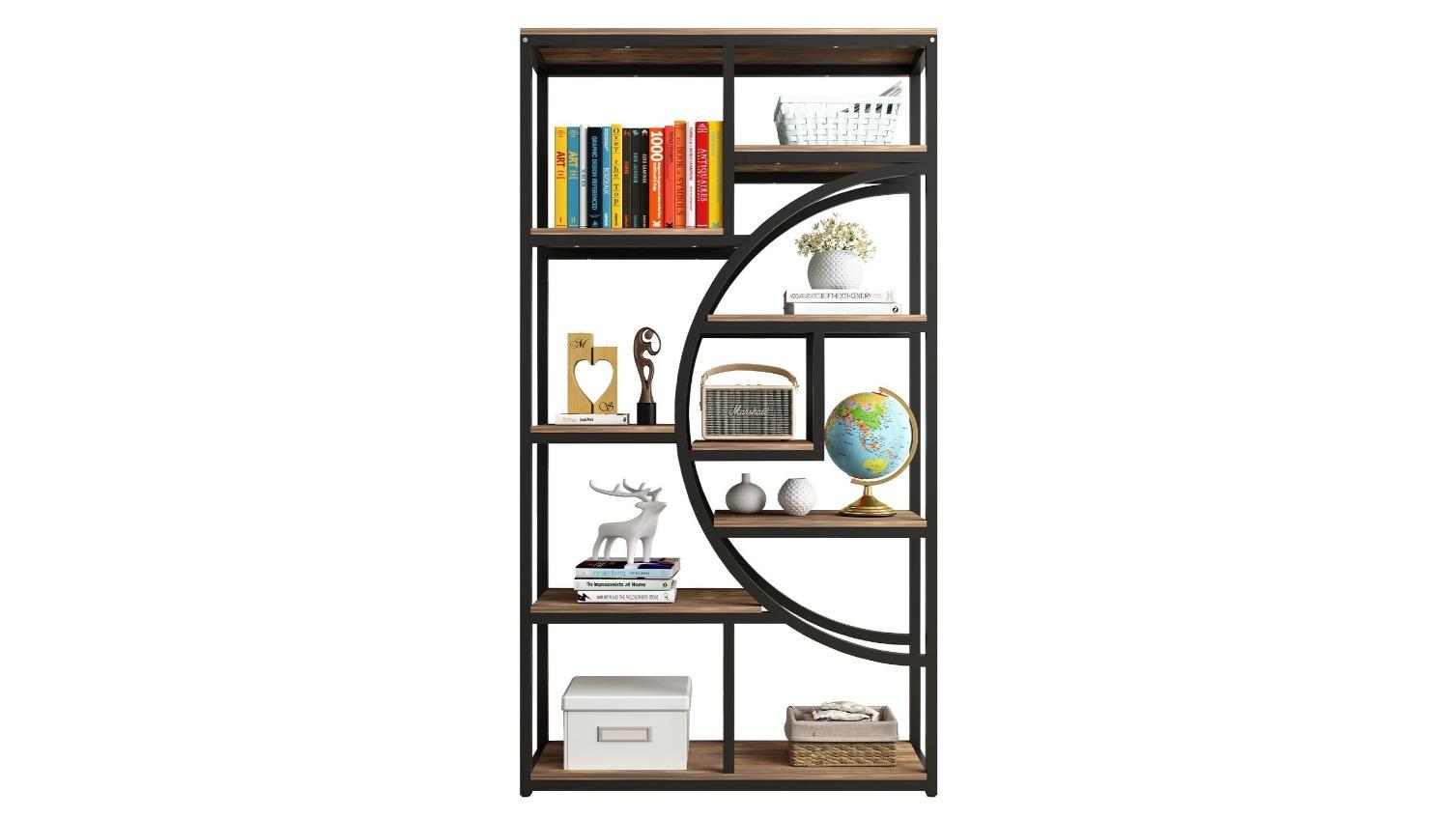 LUXSUITE Black Room Display Tier CD DVD Photo Storage Media Bookshelf Rack