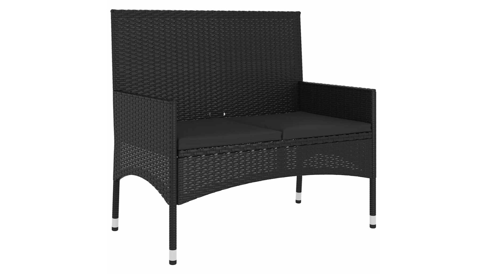 vidaXL 2-Seater Poly Rattan Outdoor Garden Bench with Cushion