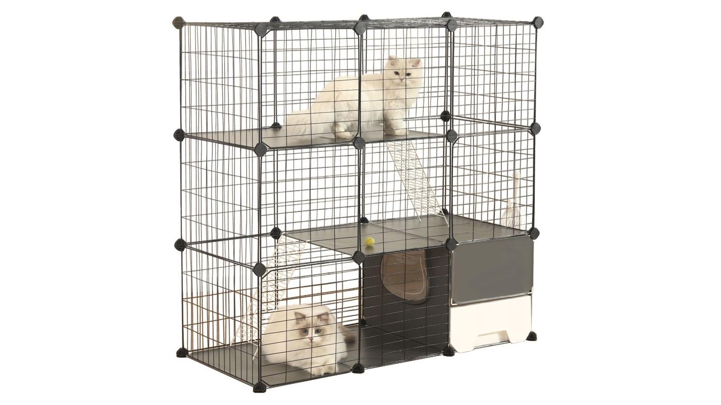 Pet Scene 3-Tier Large Enclosure Cage DIY Playpen with Litter Box Platform Ramp