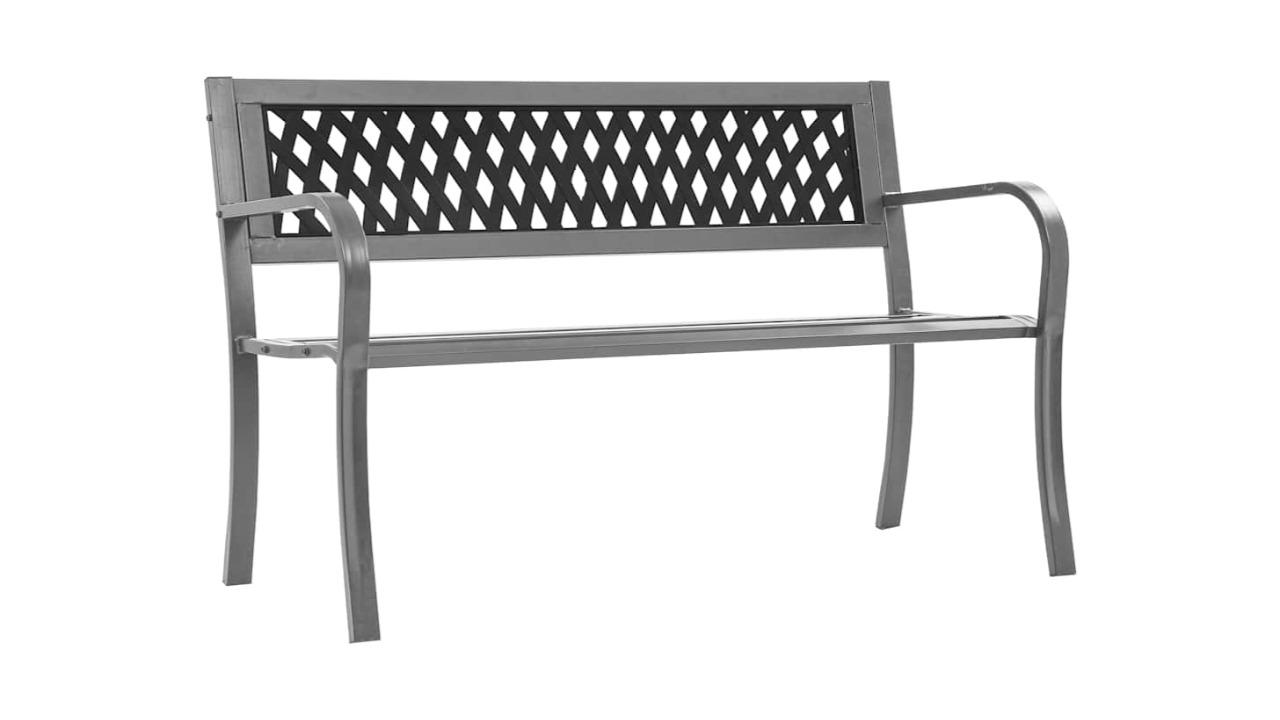 vidaXL 120cm Steel Garden Bench - Black