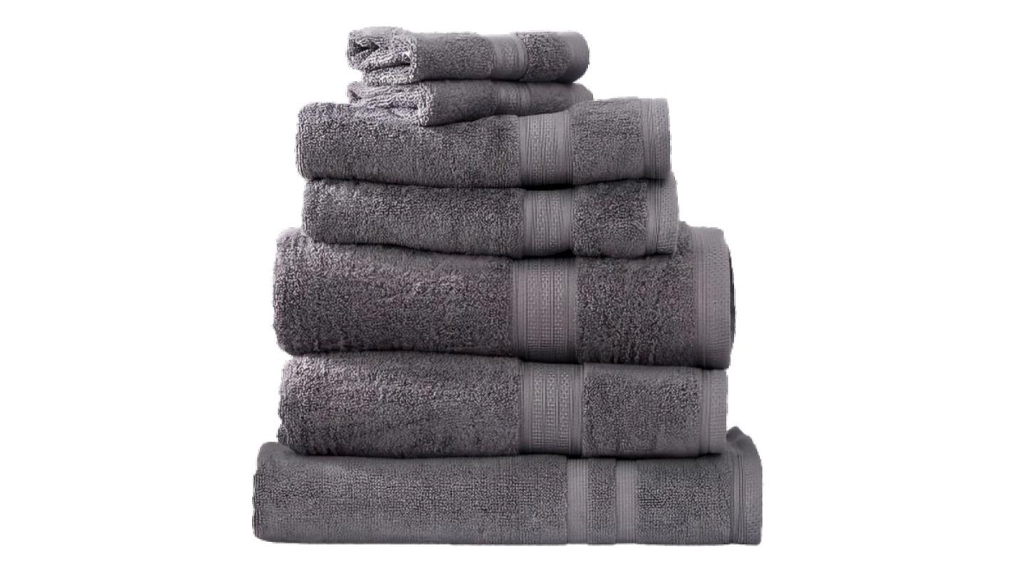Renee Taylor 7 Piece Stella 650gsm Super Soft Bamboo Cotton Towel - Charcoal