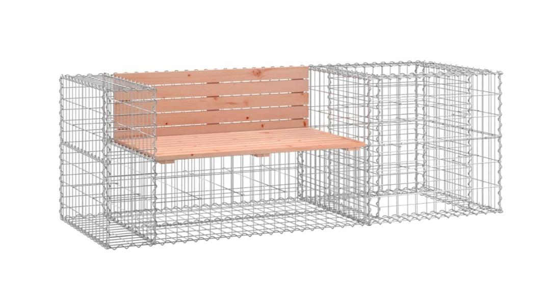vidaXL Solid Douglas Wood Garden Bench with Gabion Basket - 192cm