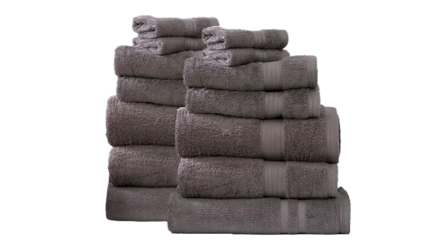 Renee Taylor 14 Piece Stella 650gsm Super Soft Bamboo Cotton Towel - Charcoal