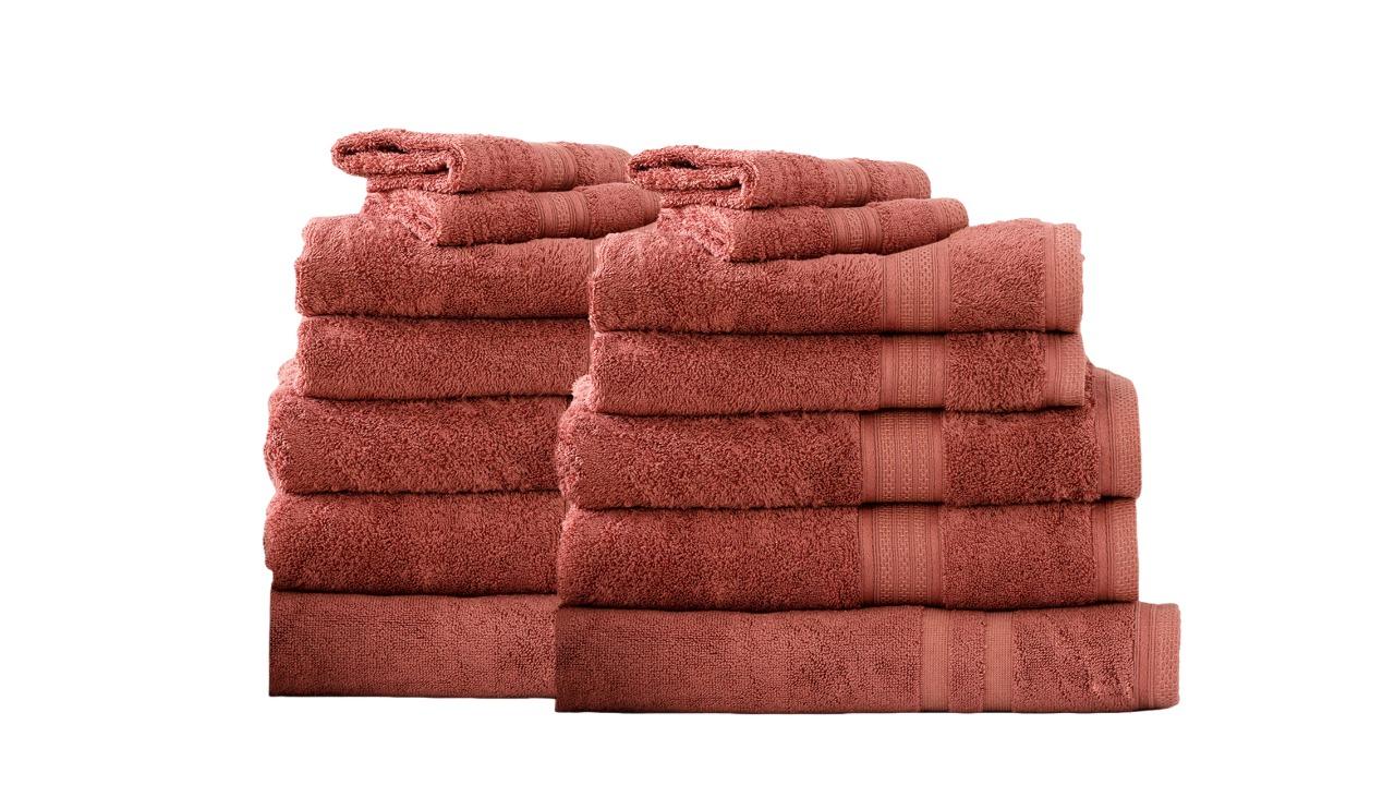 Renee Taylor 14 Piece Stella 650gsm Super Soft Bamboo Cotton Towel - Brick