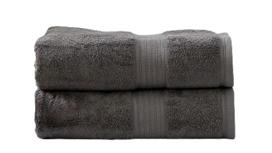 Renee Taylor Pack of 2 Stella 650gsm Super Soft Bamboo Cotton Bath Sheet - Charcoal