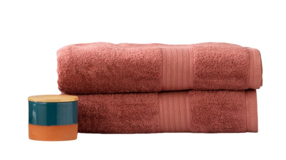 Renee Taylor Pack of 2 Stella 650gsm Super Soft Bamboo Cotton Bath Sheet - Brick