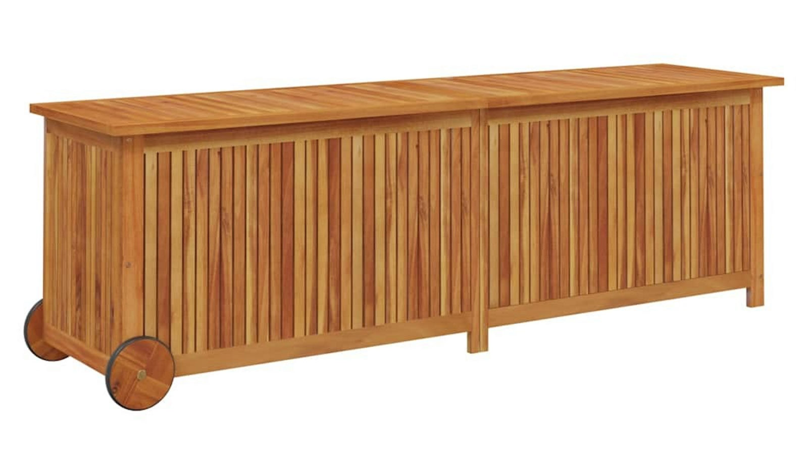 vidaXL 150 x 50 x 58cm Solid Wood Acacia Garden Storage Box with Wheels