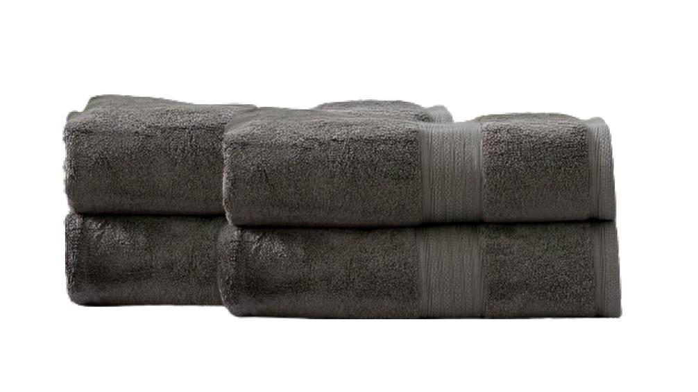 Renee Taylor Pack of 4 Stella 650gsm Super Soft Bamboo Cotton Bath Sheet - Charcoal