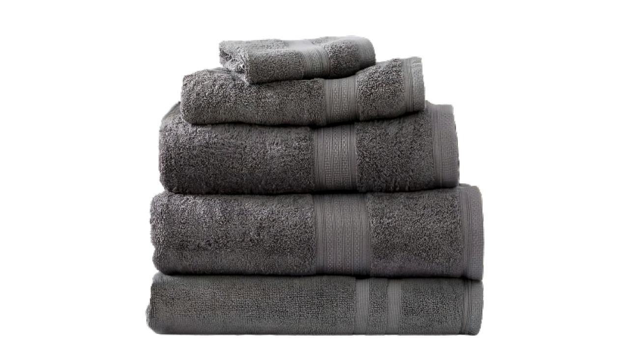 Renee Taylor 5 Piece Stella 650gsm Super Soft Bamboo Cotton Towel - Charcoal