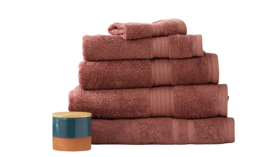 Renee Taylor 5 Piece Stella 650gsm Super Soft Bamboo Cotton Towel - Brick