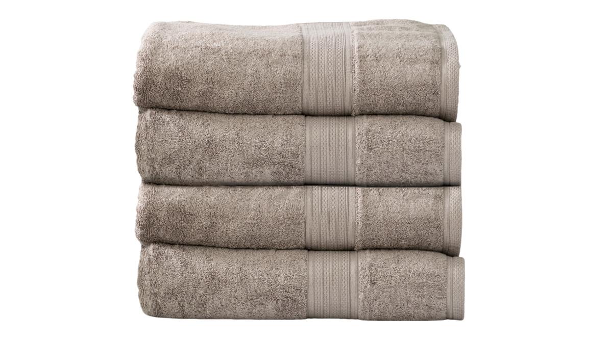 Renee Taylor 4 Piece Stella 650gsm Super Soft Bamboo Cotton Bath Towel - Pewter