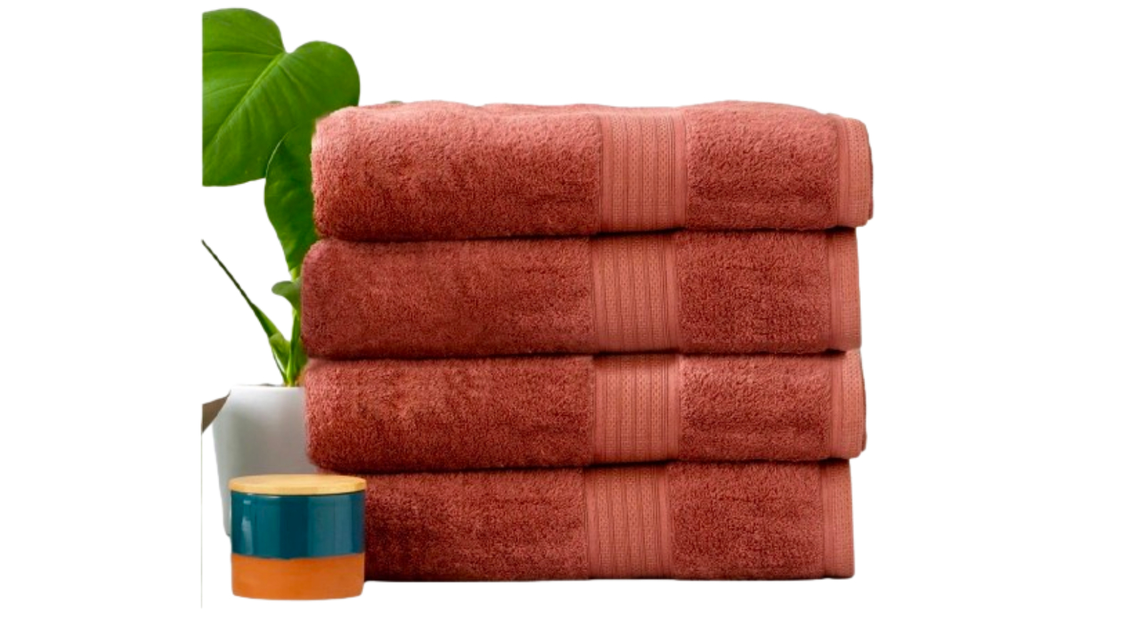 Renee Taylor 4 Piece Stella 650gsm Super Soft Bamboo Cotton Bath Towel - Brick
