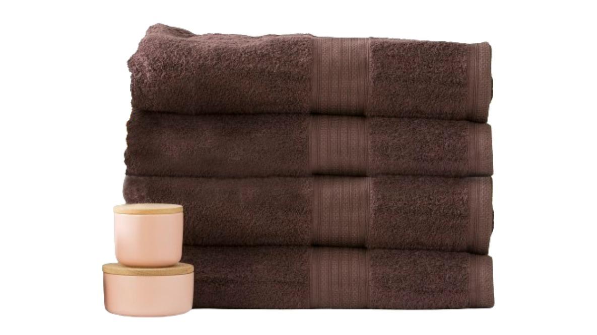 Renee Taylor 4 Piece Stella 650gsm Super Soft Bamboo Cotton 80 x 160cm Bath Towel - Cocoa 