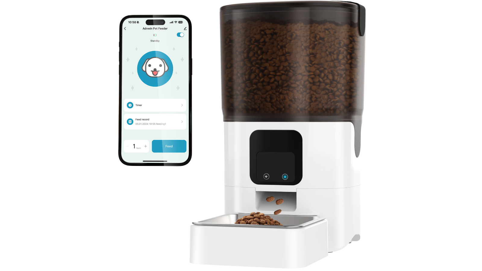 Advwin 6L Automatic Pet Feeder 2.4G & 5G WiFi APP Smart Food Dispenser