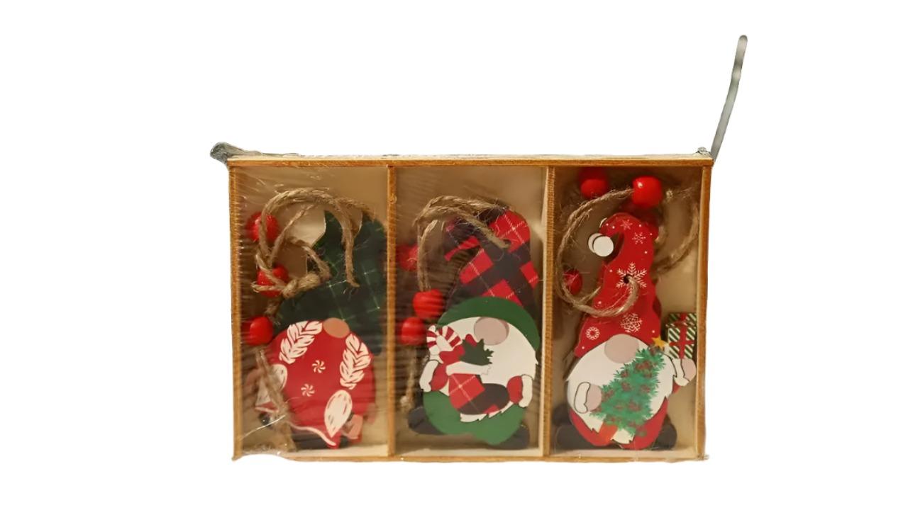 TM 9 Piece Festive Christmas Wooden Hanging Box