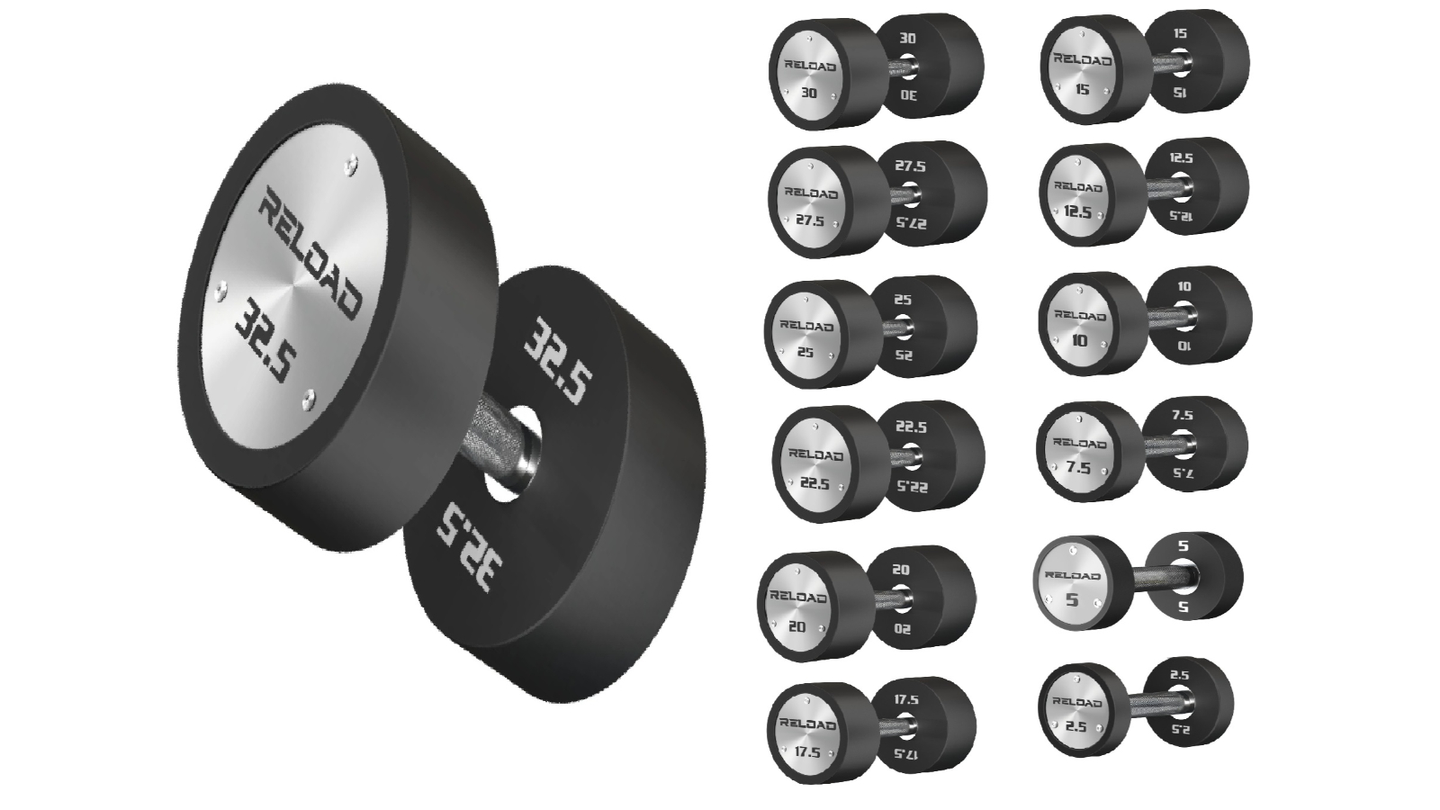 Fitness Hero TPU Coated Reload Premium Round Dumbbells Pair