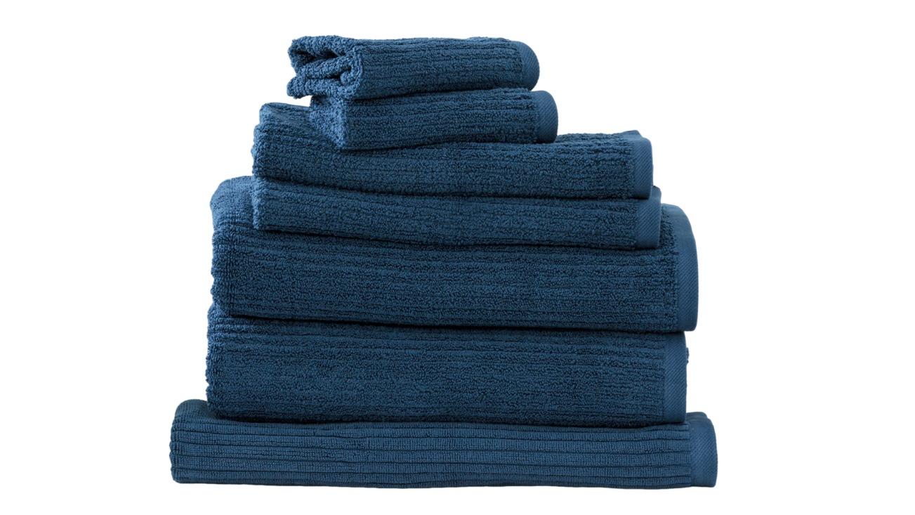 Renee Taylor 7 Piece Cobblestone Cotton Ribbed Towel - Ink