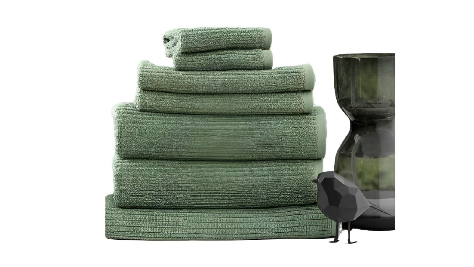 Renee Taylor 7 Piece Cobblestone Cotton Ribbed Towel - Sage