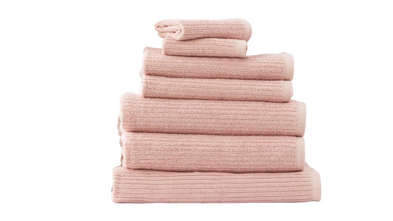 Renee Taylor 7 Piece Cobblestone Cotton Ribbed Towel - Blush