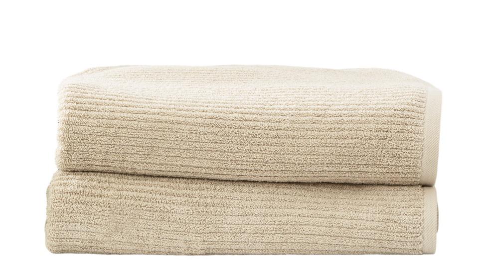 Renee Taylor Pack of 2 Cobblestone Cotton Ribbed Towel Bath Sheet - Stone