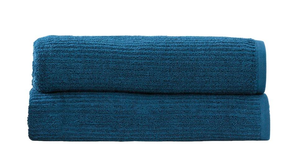 Renee Taylor Pack of 2 Cobblestone Cotton Ribbed Towel Bath Sheet - Ink