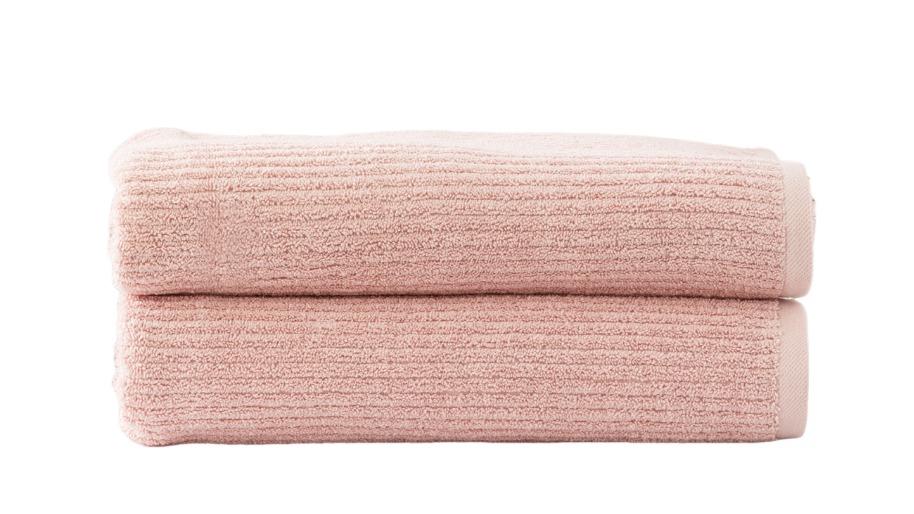 Renee Taylor Pack of 2 Cobblestone Cotton Ribbed Towel Bath Sheet - Blush