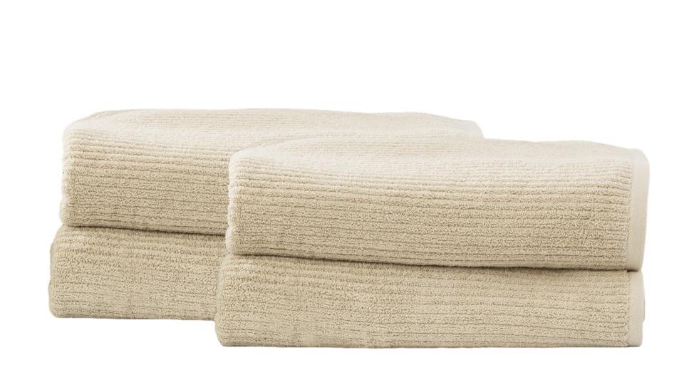 Renee Taylor Pack of 4 Cobblestone Cotton Ribbed Towel Bath Sheet - Stone