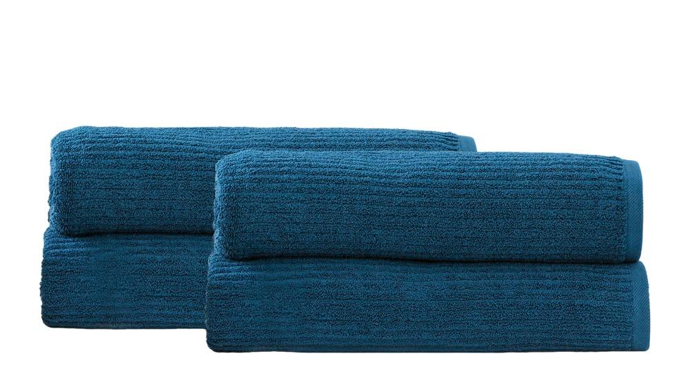 Renee Taylor Pack of 4 Cobblestone Cotton Ribbed Towel Bath Sheet - Ink