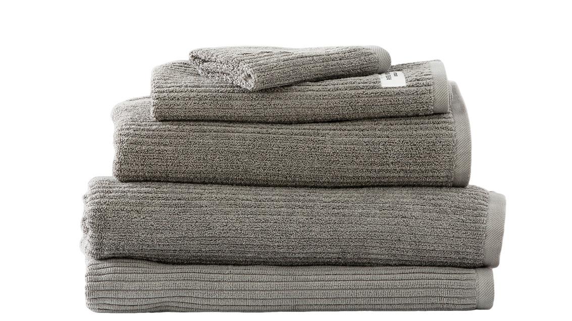 Renee Taylor 5 Piece Cobblestone Cotton Ribbed Towel - Platinum
