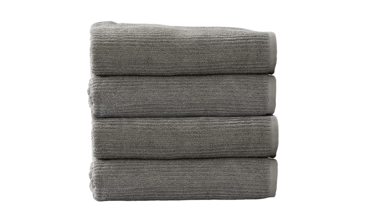 Renee Taylor 4 Piece Cobblestone Cotton Ribbed Bath Towel - Platinum