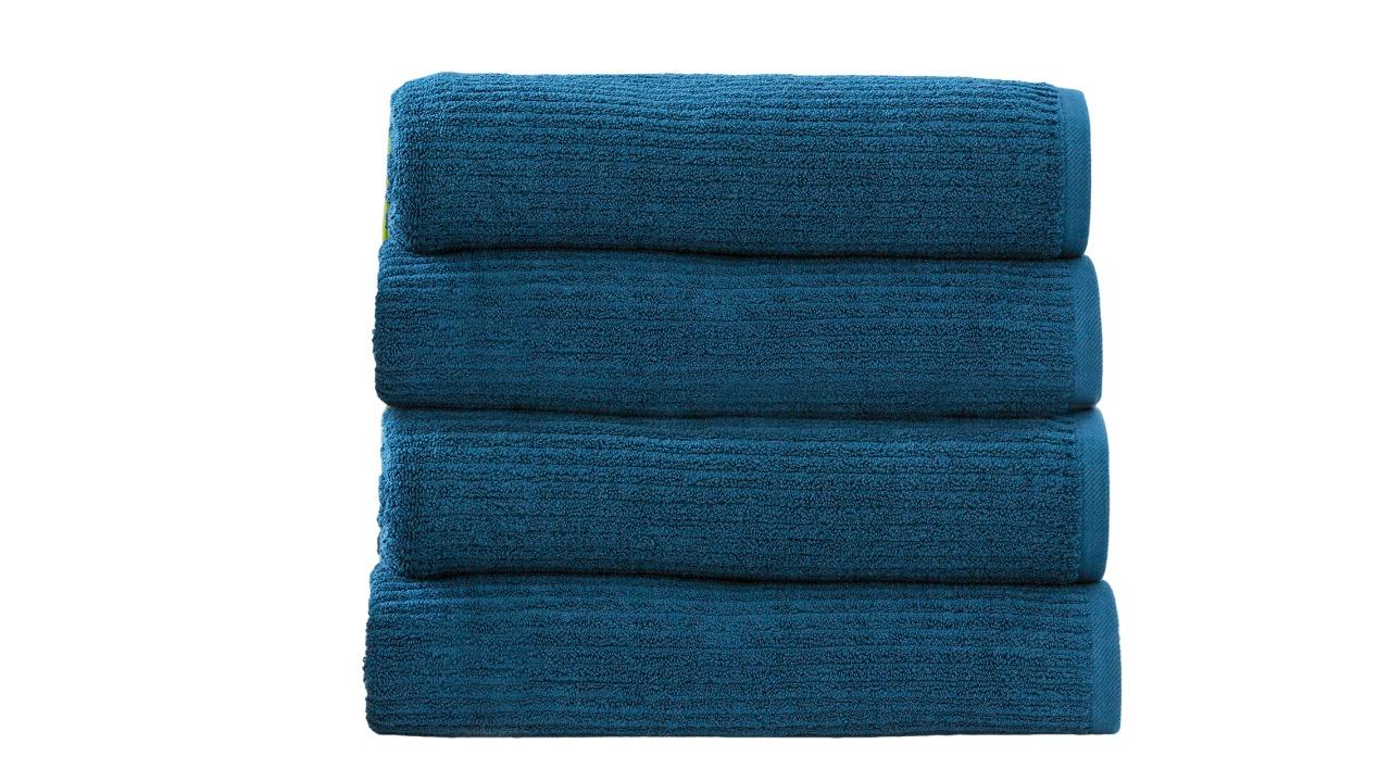 Renee Taylor 4 Piece Cobblestone Cotton Ribbed Bath Towel - Ink