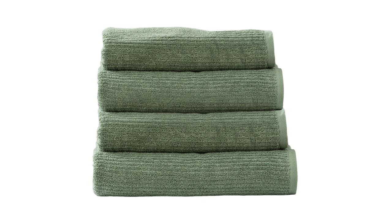 Renee Taylor 4 Piece Cobblestone Cotton Ribbed Bath Towel - Sage