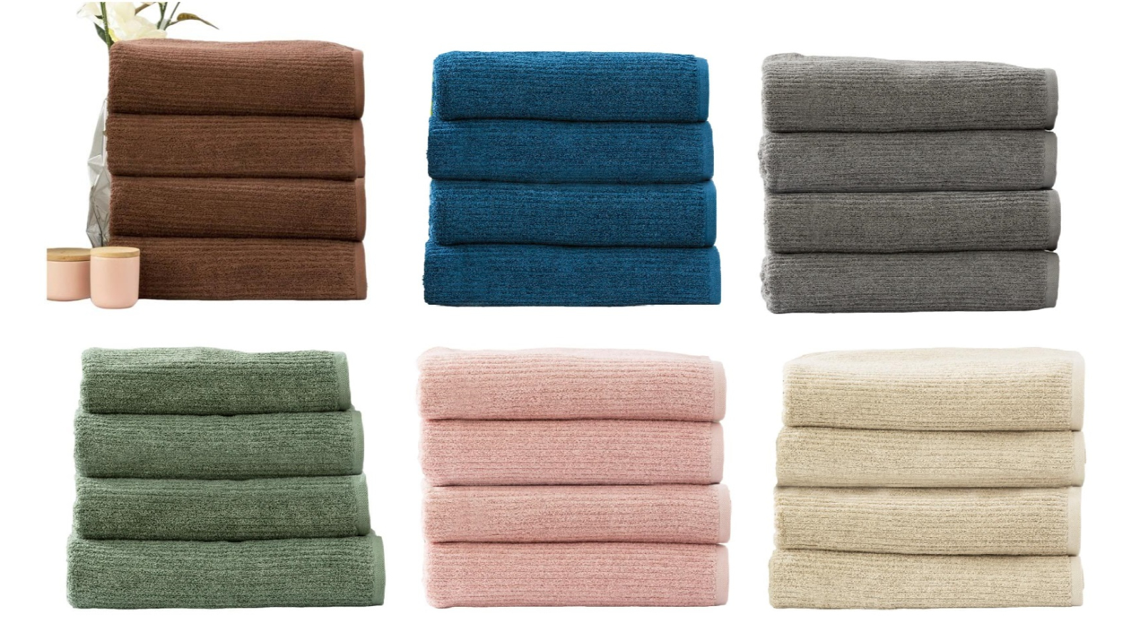 Renee Taylor 4 Piece Cobblestone Cotton Ribbed Bath Towel