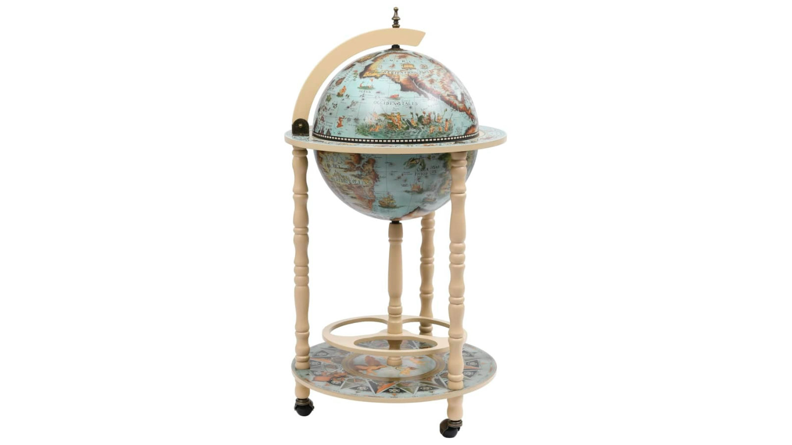 vidaXL Globe Bar Wine Stand Eucalyptus Wood - Blue