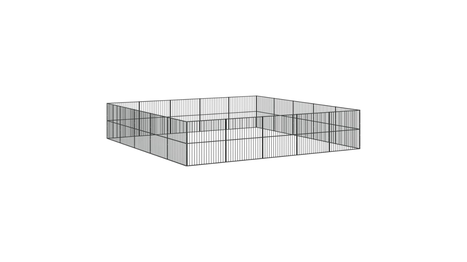 vidaXL 20-Panel Black Galvanised Steel Dog Playpen - 500 x 500x 100cm