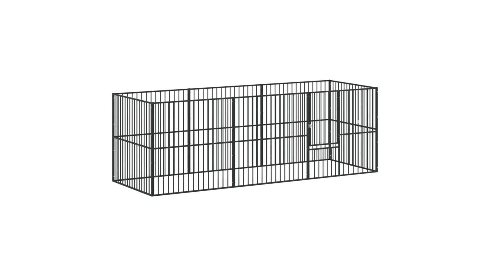 vidaXL 8-Panel Black Galvanised Steel Dog Playpen