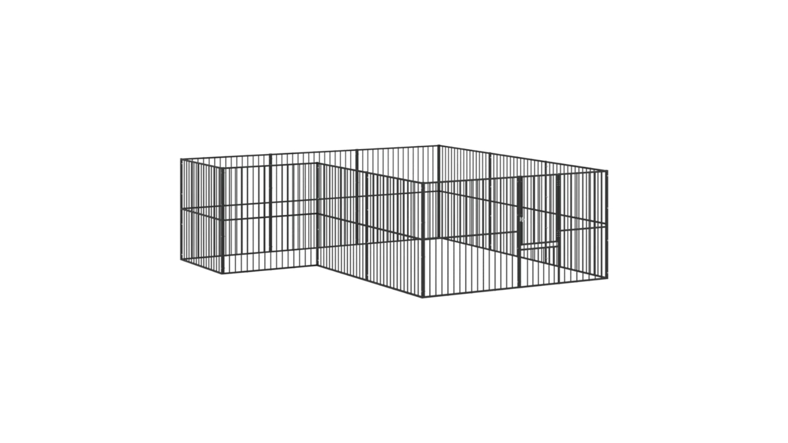 vidaXL 12-Panel Black Galvanised Steel Dog Playpen