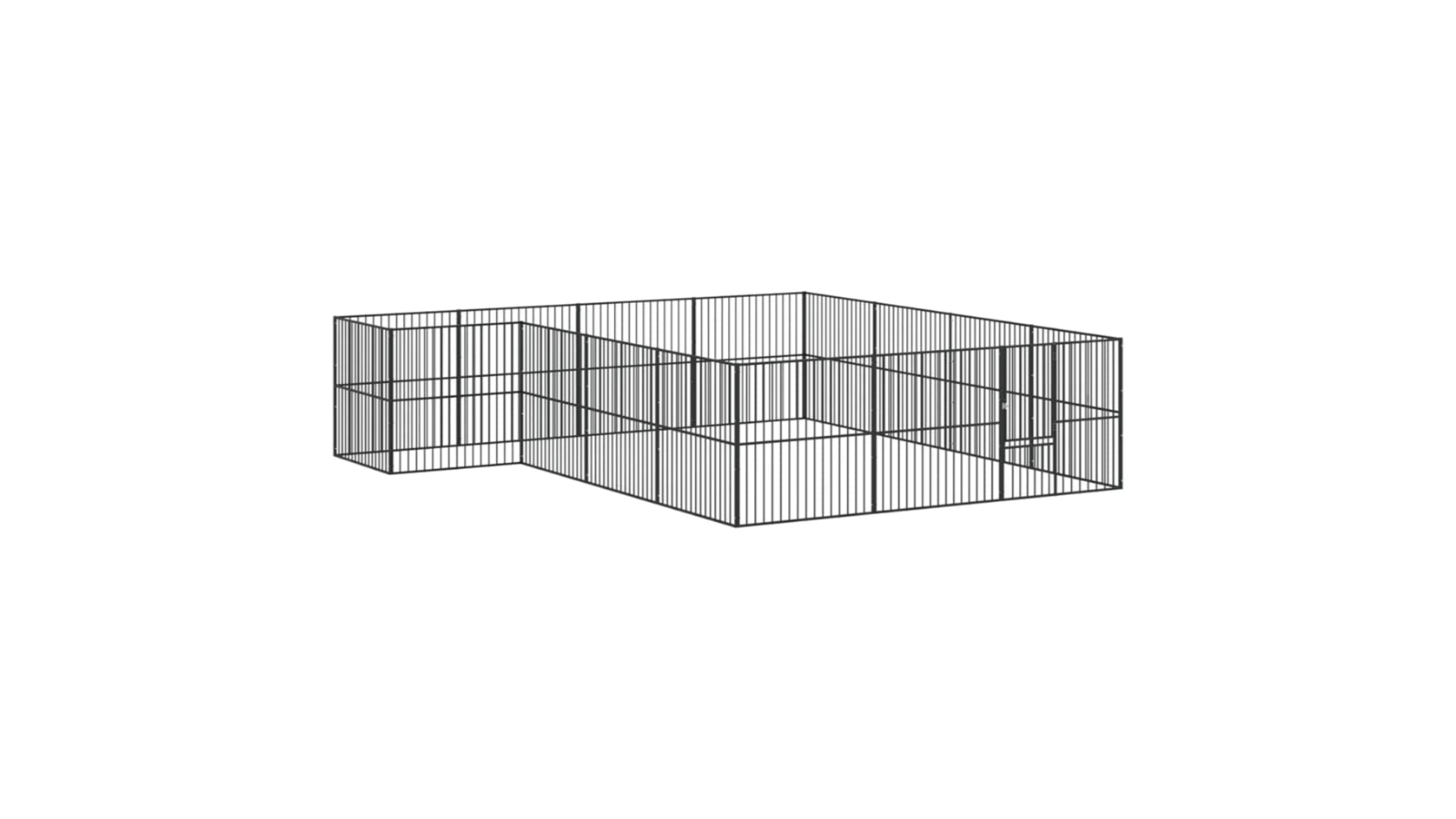 vidaXL 16-Panel Black Galvanised Steel Dog Playpen