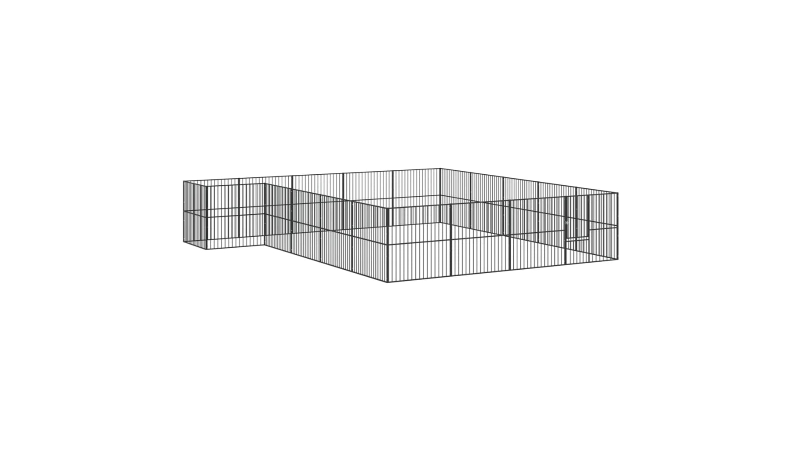 vidaXL 20-Panel Black Galvanised Steel Dog Playpen