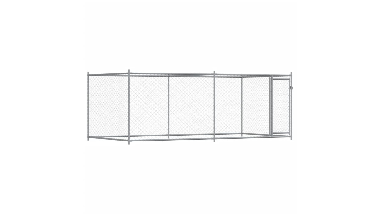 vidaXL Grey Galvanised Steel Dog Cage with Door - 400 x 200 x 150cm