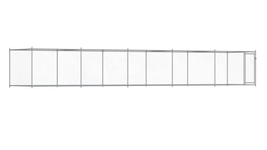 vidaXL Grey Galvanised Steel Dog Cage with Door - 1000 x 200 x 150cm