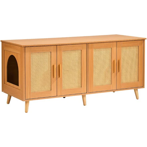 Hansona 47.2inch Enclosure Cat Litter Box - Beige